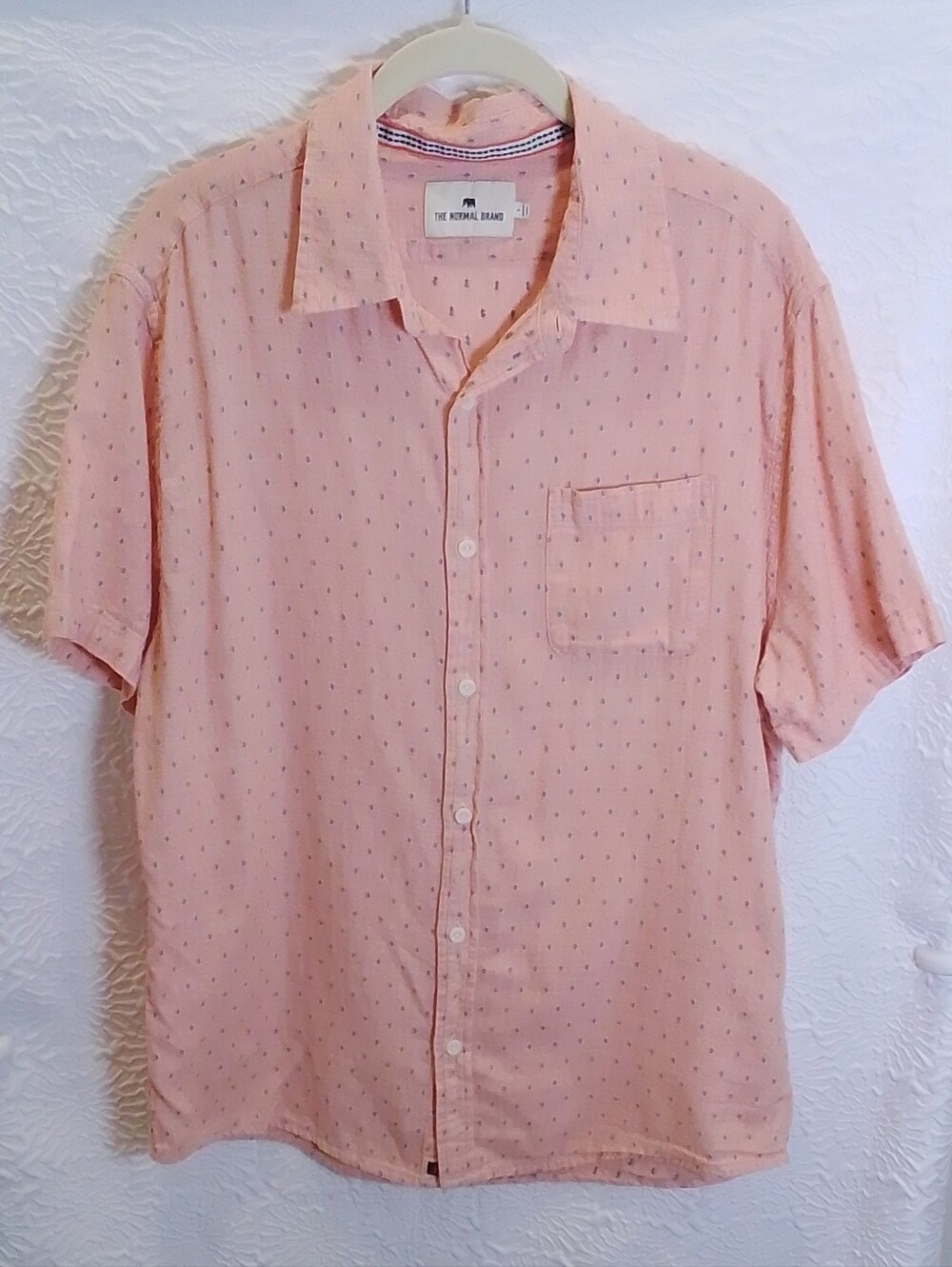 The Normal Brand Men's Short-Sleeve Peach Button-Down Shirt